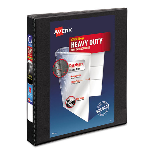 Heavy-Duty Non Stick View Binder with DuraHinge and Slant Rings, 3 Rings, 1" Capacity, 11 x 8.5, Black, (5300) [SKU: AVE05300]