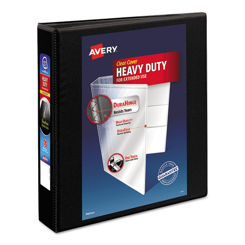 Heavy-Duty Non Stick View Binder with DuraHinge and Slant Rings, 3 Rings, 1.5" Capacity, 11 x 8.5, Black, (5400) [SKU: AVE05400]