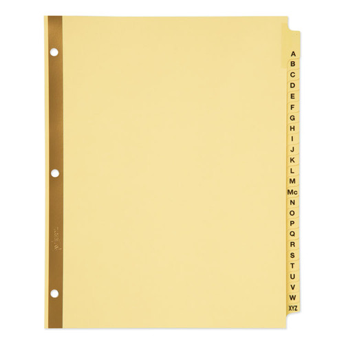 Preprinted Laminated Tab Dividers with Gold Reinforced Binding Edge, 25-Tab, A to Z, 11 x 8.5, Buff, 1 Set [SKU: AVE11306]