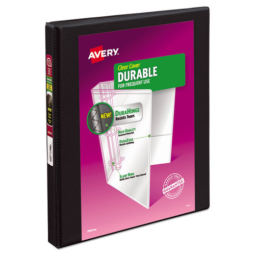 Durable View Binder with DuraHinge and Slant Rings, 3 Rings, 0.5" Capacity, 11 x 8.5, Black [SKU: AVE17001]