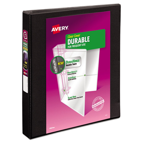 Durable View Binder with DuraHinge and Slant Rings, 3 Rings, 1" Capacity, 11 x 8.5, Black [SKU: AVE17011]