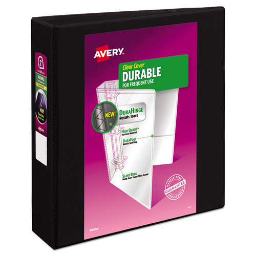 Durable View Binder with DuraHinge and Slant Rings, 3 Rings, 2" Capacity, 11 x 8.5, Black [SKU: AVE17031]