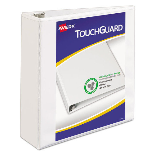TouchGuard Protection Heavy-Duty View Binders with Slant Rings, 3 Rings, 3" Capacity, 11 x 8.5, White [SKU: AVE17144]