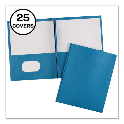 Two-Pocket Folder, Prong Fastener, 0.5" Capacity, 11 x 8.5, Light Blue, 25/Box [SKU: AVE47976]