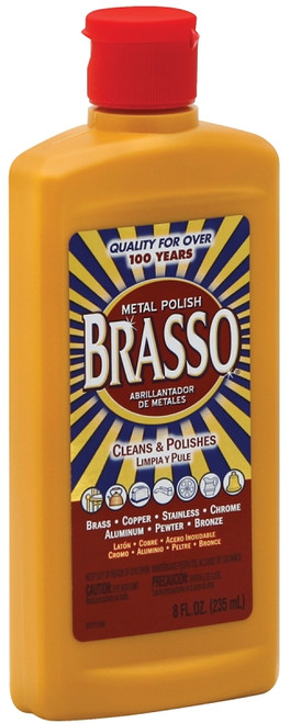 Brasso 2660089334 Metal Polish, 8 oz Bottle, Liquid, Ammonia, Light Tan [SKU: ORG6860654]