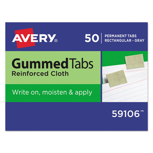Gummed Reinforced Index Tabs, 1/5-Cut, Olive Green, 1" Wide, 50/Pack [SKU: AVE59106]