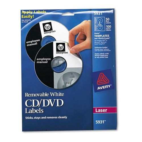 Laser CD Labels, Matte White, 50/Pack [SKU: AVE5931]