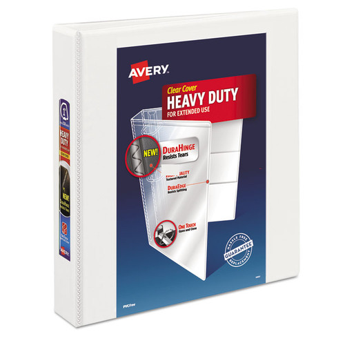 Heavy-Duty View Binder with DuraHinge and One Touch EZD Rings, 3 Rings, 1.5" Capacity, 11 x 8.5, White [SKU: AVE79195]