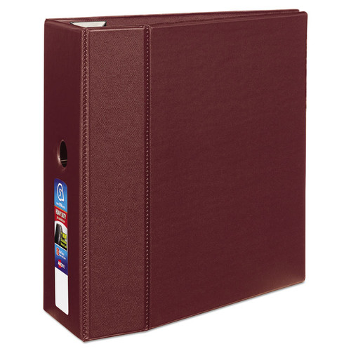 Heavy-Duty Non-View Binder with DuraHinge, Three Locking One Touch EZD Rings and Thumb Notch, 5" Capacity, 11 x 8.5, Maroon [SKU: AVE79366]