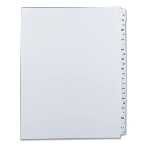 Preprinted Legal Exhibit Side Tab Index Dividers, Allstate Style, 25-Tab, 151 to 175, 11 x 8.5, White, 1 Set [SKU: AVE82189]