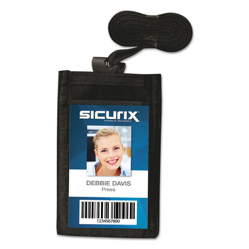 Sicurix ID Neck Pouch, Vertical, 3 x 4 3/4, Black [SKU: BAU55120]