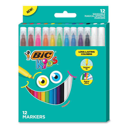 Kids Coloring Magical Effects Markers, Medium Bullet Tip, Assorted Colors, 12/Pack [SKU: BICBKCME12AST]