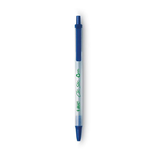 Ecolutions Clic Stic Ballpoint Pen, Retractable, Medium 1 mm, Blue Ink, Clear Barrel, Dozen [SKU: BICCSEM11BE]