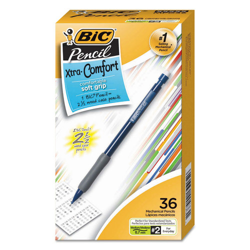 Xtra-Comfort Mechanical Pencil Value Pack, 0.7 mm, HB (#2.5), Black Lead, Assorted Barrel Colors, 36/Pack [SKU: BICMPG36BK]