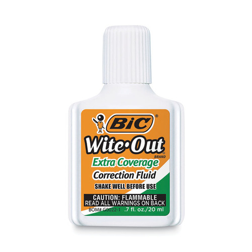 Wite-Out Extra Coverage Correction Fluid, 20 mL Bottle, White, Dozen [SKU: BICWOFEC12WE]
