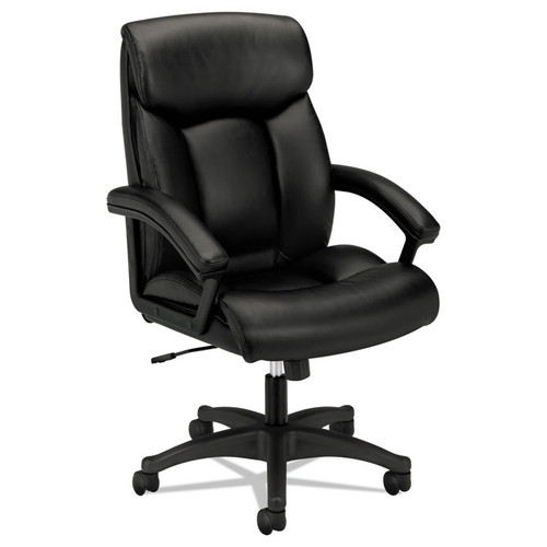 HVL151 Executive High-Back Leather Chair, Supports Up to 250 lb, 17.75" to 21.5" Seat Height, Black [SKU: BSXVL151SB11]