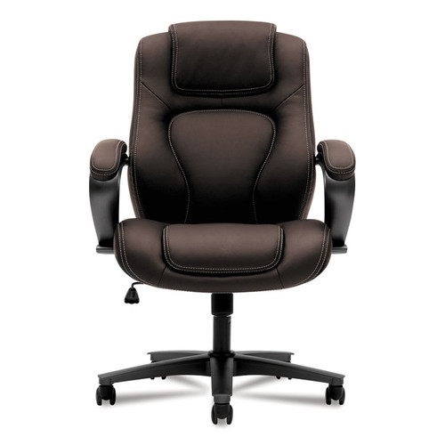 HVL402 Series Executive High-Back Chair, Supports Up to 250 lb, 17" to 21" Seat Height, Brown Seat/Back, Black Base [SKU: BSXVL402EN45]