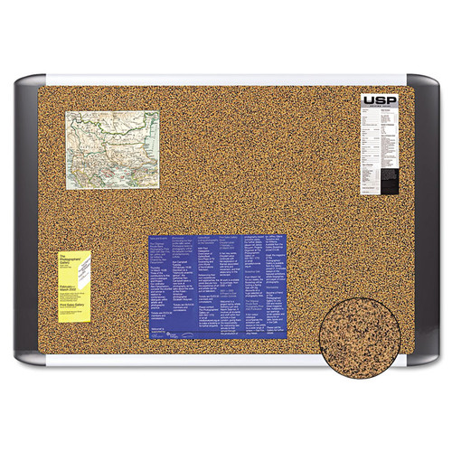 Tech Cork Board, 48x72 Silver/Black Frame [SKU: BVCMVI270501]