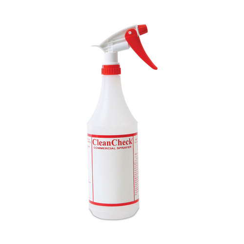 Trigger Spray Bottle, 32 oz, Clear/Red, HDPE, 3/Pack [SKU: BWK03010]