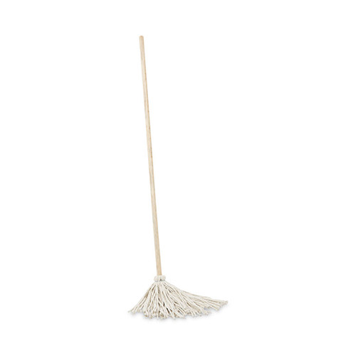 Handle/Deck Mops, 12 oz White Cotton Head, 48" Oak Wood Handle, 6/Pack [SKU: BWK112C]