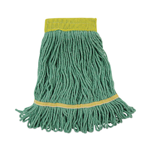 Super Loop Wet Mop Head, Cotton/Synthetic Fiber, 5" Headband, Small Size, Green, 12/Carton [SKU: BWK501GN]