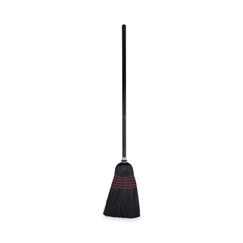 Flagged Tip Poly Bristle Janitor Brooms, 10 x 58.5, Wood Handle, Natural/Black, 12/Carton [SKU: BWK930BP]