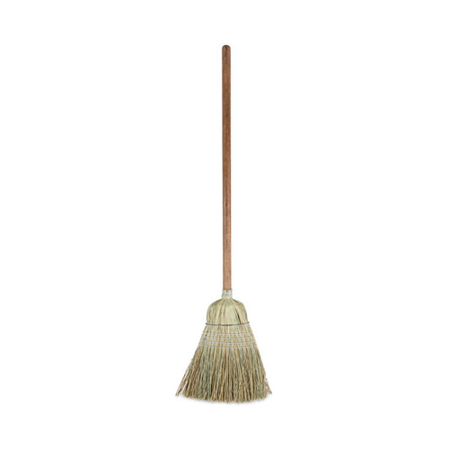 Corn/Fiber Brooms, Corn/Synthetic Fiber Bristles, 60" Overall Length, Gray/Natural, 6/Carton [SKU: BWKBR10002]