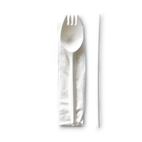 School Cutlery Kit, Napkin/Spork/Straw, White, 1000/Carton [SKU: BWKSCHOOLMWPP]