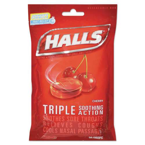 Triple Action Cough Drops, Cherry, 30/Bag, 12 Bags/Box [SKU: CDB27499]