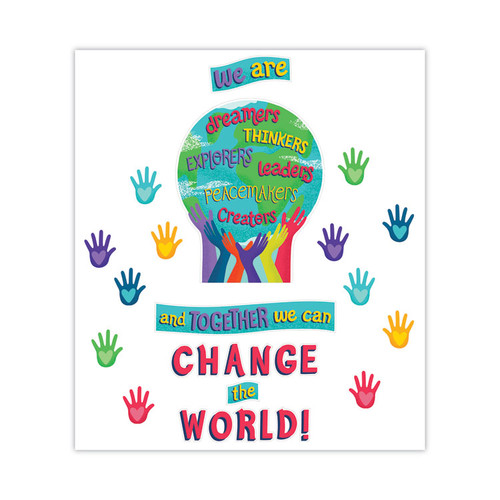 Motivational Bulletin Board Set, One World, 47 Pieces [SKU: CDP110488]