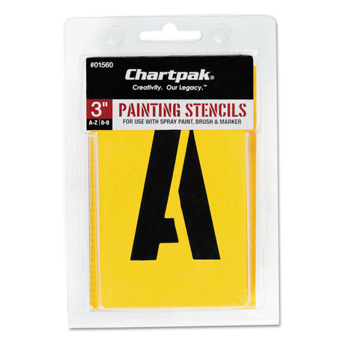Professionial Lettering Stencils, Painting Stencil Set, A-Z Set/0-9, 3", Manila, 35/Set [SKU: CHA01560]
