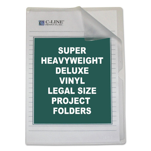 Deluxe Vinyl Project Folders, Legal Size, Clear, 50/Box [SKU: CLI62139]
