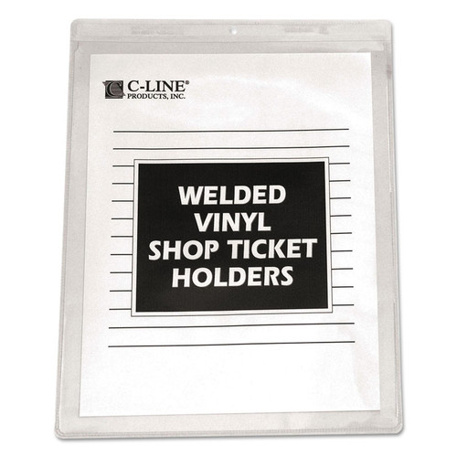 Clear Vinyl Shop Ticket Holders, Both Sides Clear, 15 Sheets, 8.5 x 11, 50/Box [SKU: CLI80911]