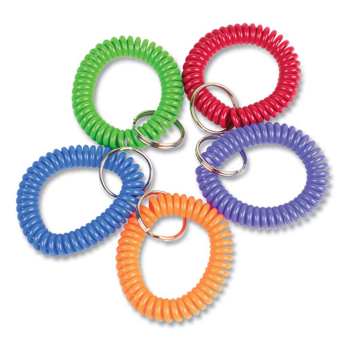 Wrist Key Coil Key Organizers, Blue/Green/Orange/Purple/Red, 10/Pack [SKU: CNK565104]