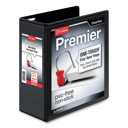 Premier Easy Open ClearVue Locking Slant-D Ring Binder, 3 Rings, 4" Capacity, 11 x 8.5, Black [SKU: CRD10341]