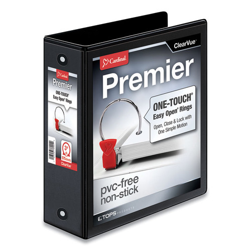 Premier Easy Open ClearVue Locking Round Ring Binder, 3 Rings, 3" Capacity, 11 x 8.5, Black [SKU: CRD11131]