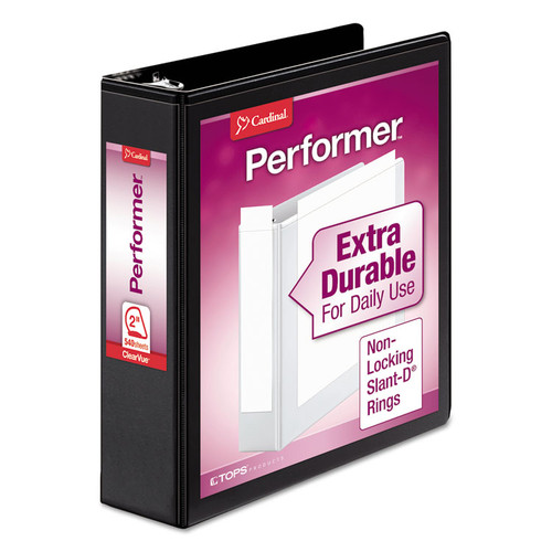 Performer ClearVue Slant-D Ring Binder, 3 Rings, 2" Capacity, 11 x 8.5, Black [SKU: CRD17501]