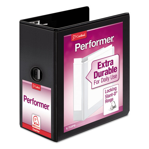 Performer ClearVue Slant-D Ring Binder, 3 Rings, 5" Capacity, 11 x 8.5, Black [SKU: CRD17951]