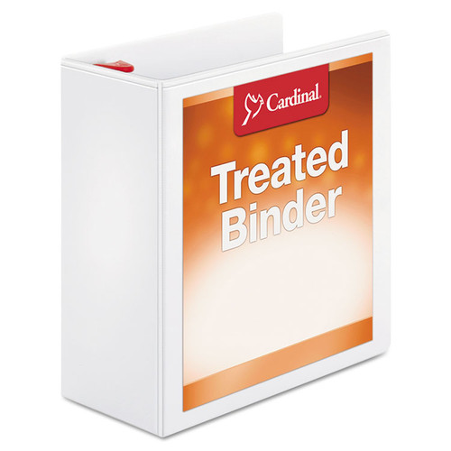 Treated ClearVue Locking Slant-D Ring Binder, 3 Rings, 4" Capacity, 11 x 8.5, White [SKU: CRD32140]