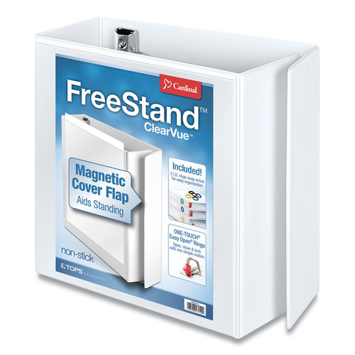 FreeStand Easy Open Locking Slant-D Ring Binder, 3 Rings, 5" Capacity, 11 x 8.5, White [SKU: CRD43150]