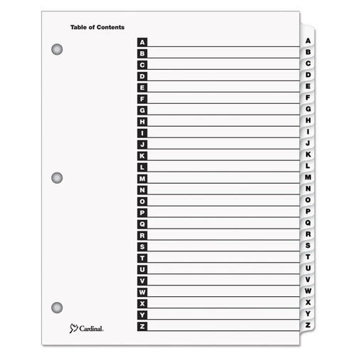 OneStep Printable Table of Contents and Dividers, 26-Tab, A to Z, 11 x 8.5, White, White Tabs, 1 Set [SKU: CRD60213]