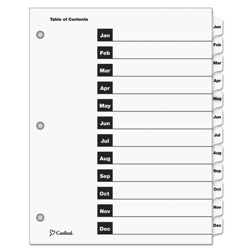 OneStep Printable Table of Contents and Dividers, 12-Tab, Jan. to Dec., 11 x 8.5, White, White Tabs, 1 Set [SKU: CRD60313]