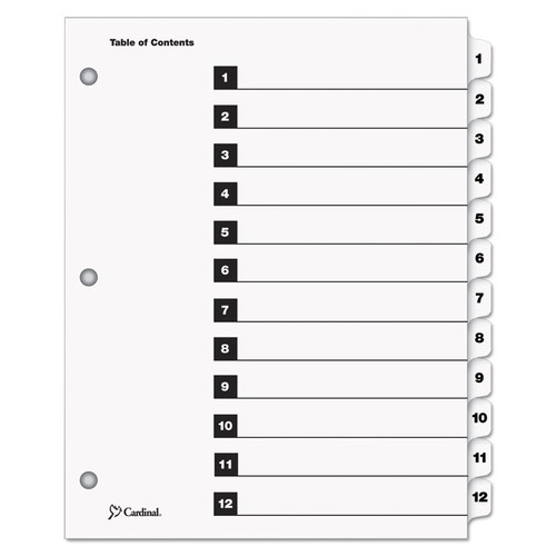 OneStep Printable Table of Contents and Dividers, 12-Tab, 1 to 12, 11 x 8.5, White, White Tabs, 1 Set [SKU: CRD61213]