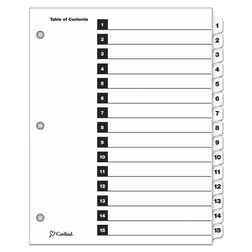 OneStep Printable Table of Contents and Dividers, 15-Tab, 1 to 15, 11 x 8.5, White, White Tabs, 1 Set [SKU: CRD61513]