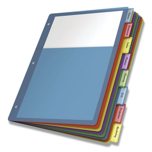 Poly 1-Pocket Index Dividers, 8-Tab, 11 x 8.5, Assorted, 4 Sets [SKU: CRD84017]