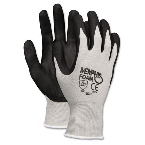 Economy Foam Nitrile Gloves, Small, Gray/Black, 12 Pairs [SKU: CRW9673S]