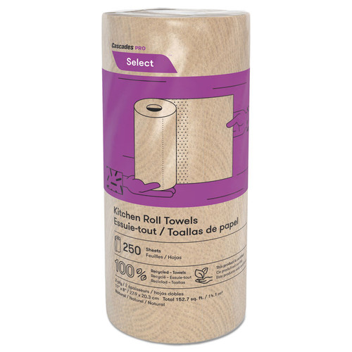 Select Kitchen Roll Towels, 2-Ply, 11" x 166.6 ft, Natural, 250/Roll, 12/Carton [SKU: CSDK251]