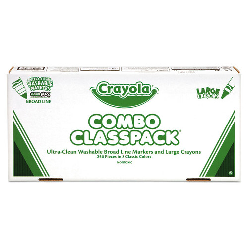 Crayon and Ultra-Clean Washable Marker Classpack, 8 Colors, 128 Each Crayons/Markers, 256/Box [SKU: CYO523348]