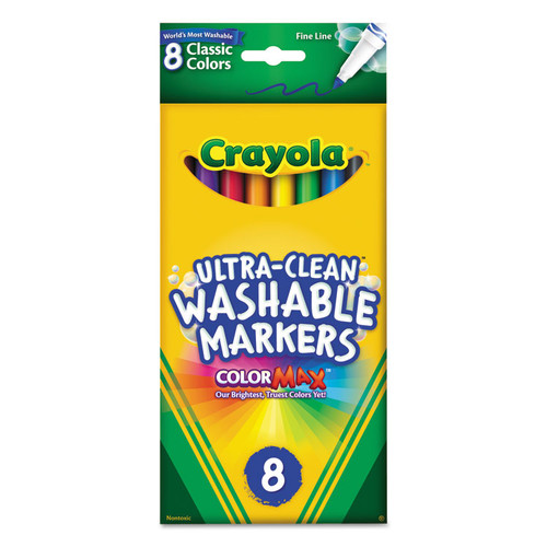 Ultra-Clean Washable Markers, Fine Bullet Tip, Assorted Colors, 8/Pack [SKU: CYO587809]