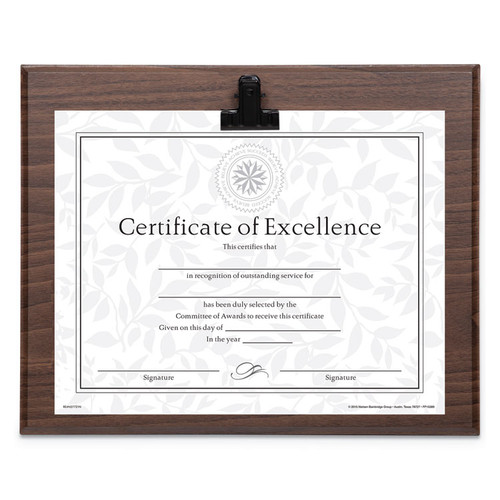 Plaque With Metal Clip, Wood, 8.5 x 11 Insert, Walnut [SKU: DAXN15618CWT]
